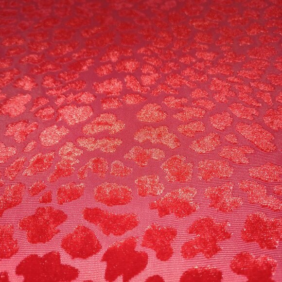 Talbots Plus Womens 2X Red Velvet Burnout Animal Print Blouse Luxe Holiday Party - Picture 3 of 6